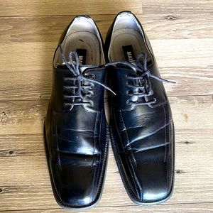 Madden men’s black leather square tor tie shoes